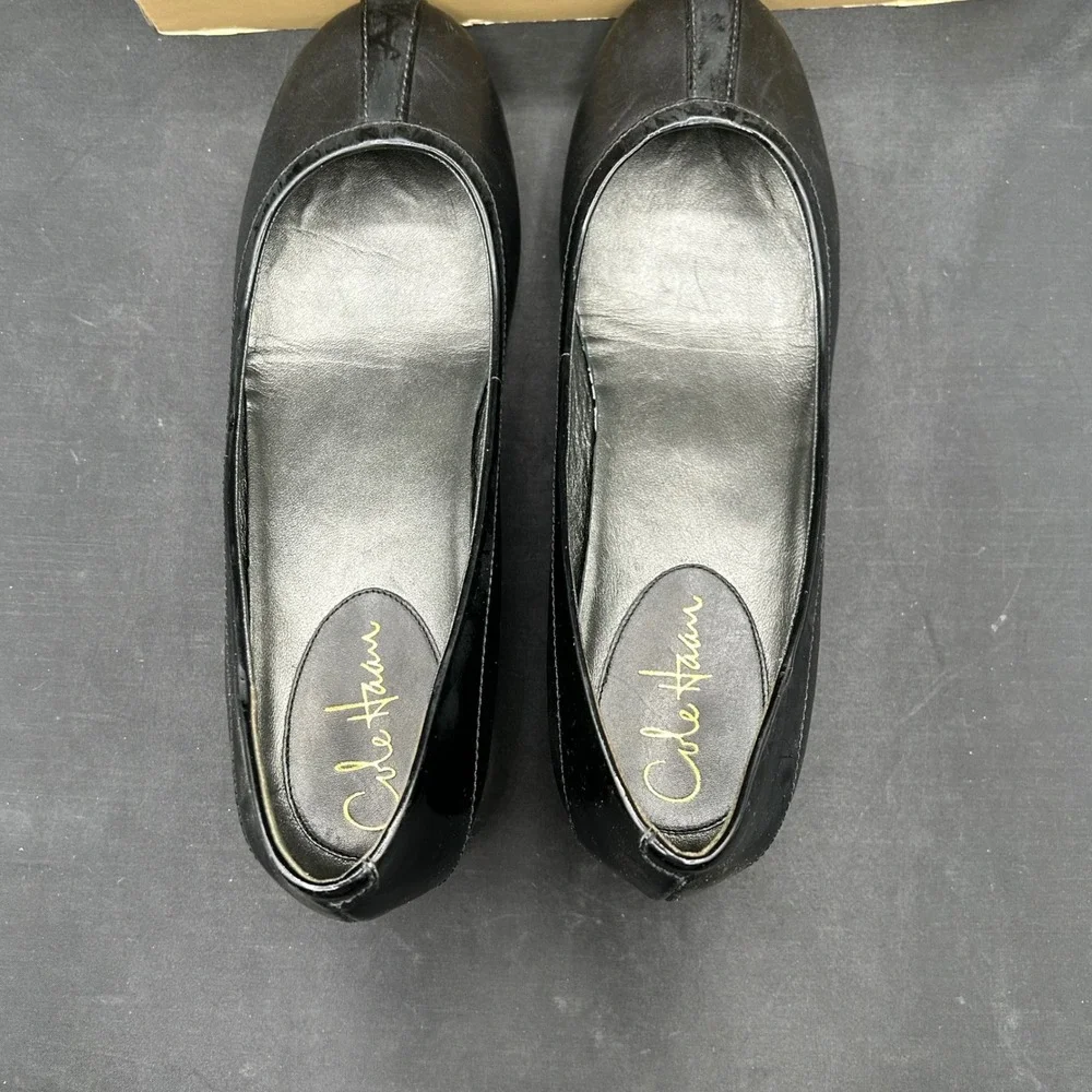 Cole Haan Air Tali Black Leather NikeAir Wedge Pumps Shoes D30148 Womens 8B